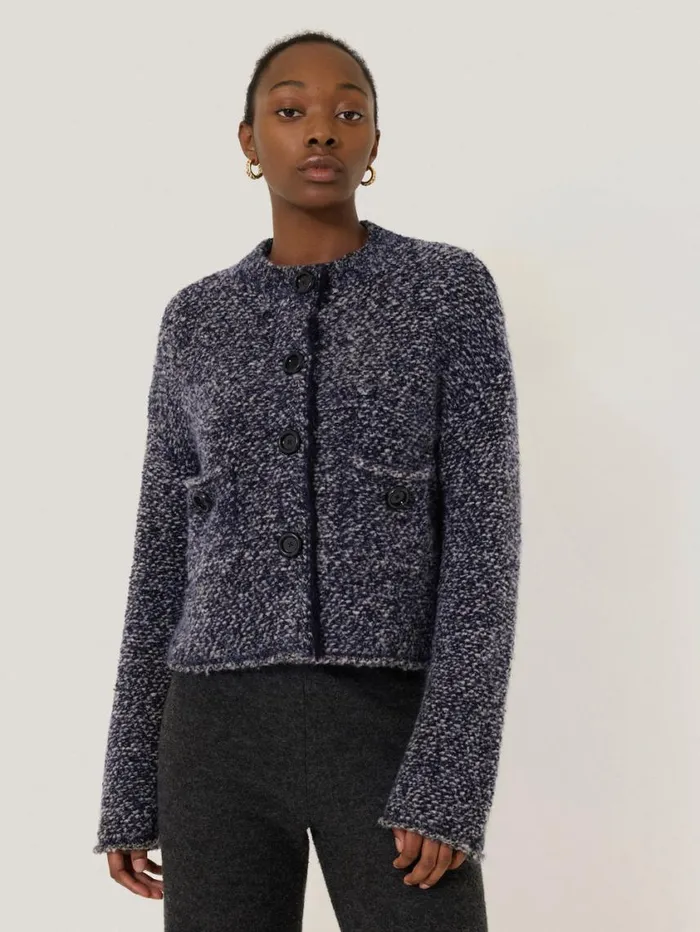 Jigsaw French Tweed CardiJacket Navy Women Knitwear and Cashmere