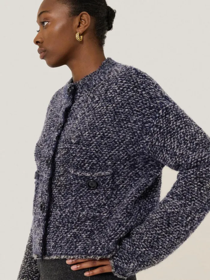 Jigsaw French Tweed CardiJacket Navy Women Knitwear and Cashmere