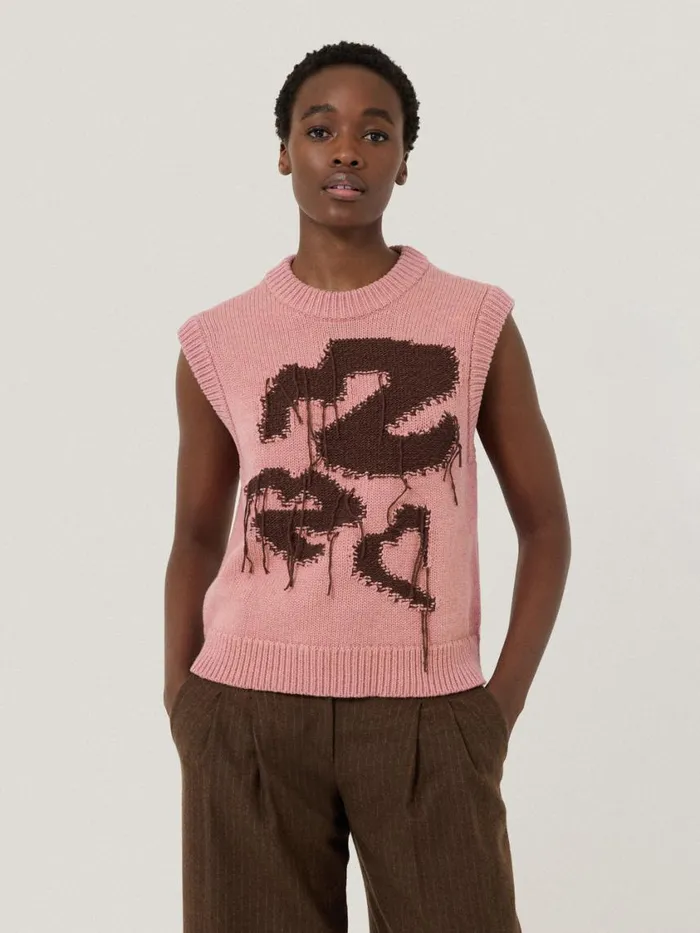 Jigsaw Graffiti Lips Tank Pink Women Shirts and Tops