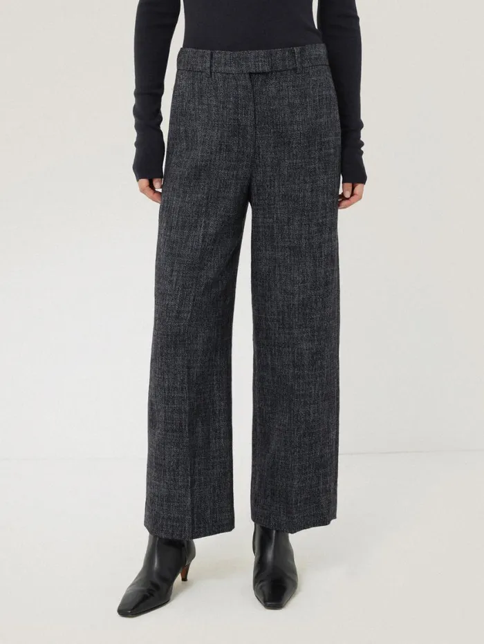 Jigsaw Hale Boucle Cropped Trousers Navy Women Trousers