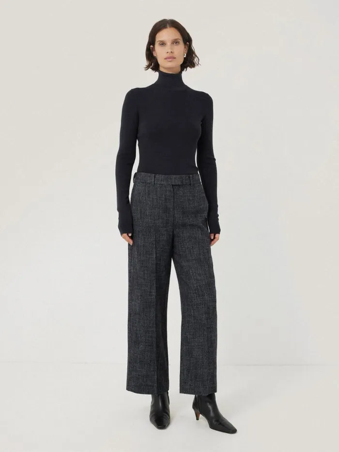 Jigsaw Hale Boucle Cropped Trousers Navy Women Trousers