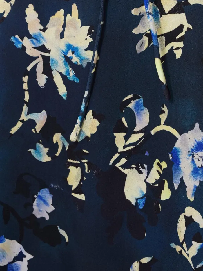 Jigsaw Hidden Floral Satin Dress Navy Women Party