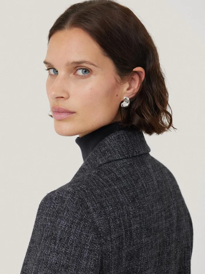 Jigsaw Kelvin Boucle Cropped Jacket Navy Women Coats and Jackets