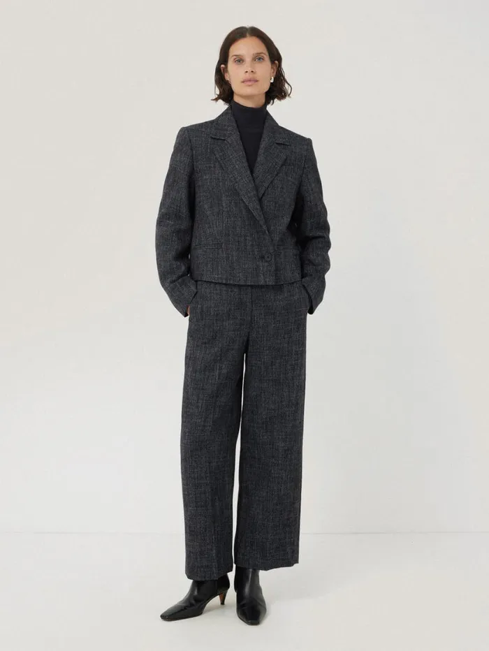 Jigsaw Kelvin Boucle Cropped Jacket Navy Women Coats and Jackets