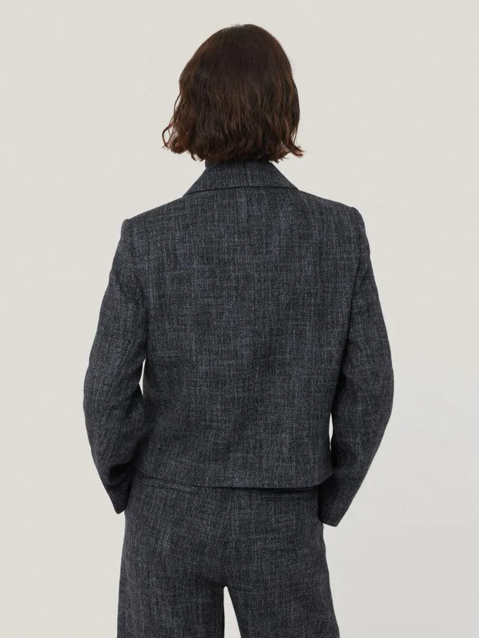 Jigsaw Kelvin Boucle Cropped Jacket Navy Women Coats and Jackets
