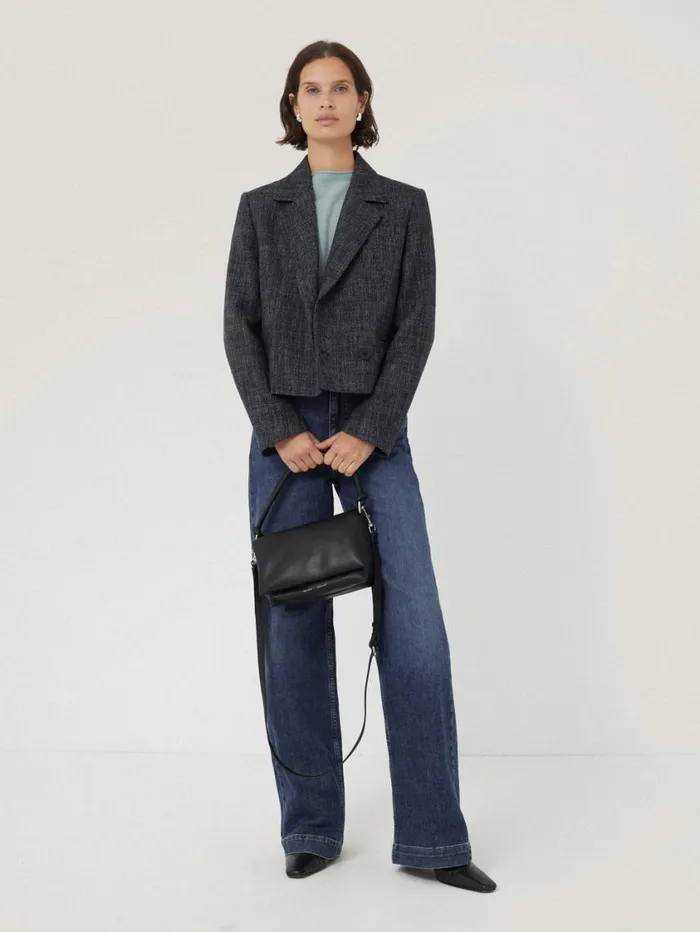 Jigsaw Kelvin Boucle Cropped Jacket Navy Women Coats and Jackets