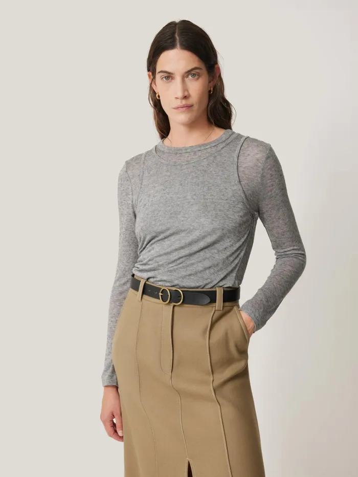 Jigsaw Layered 2in1 Top Grey Women Shirts and Tops