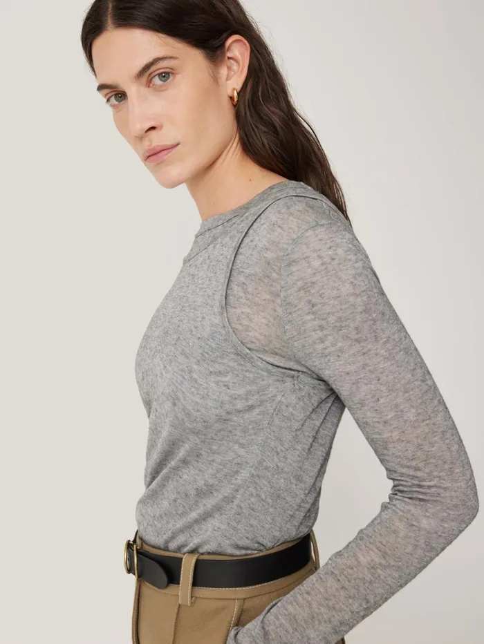 Jigsaw Layered 2in1 Top Grey Women Shirts and Tops