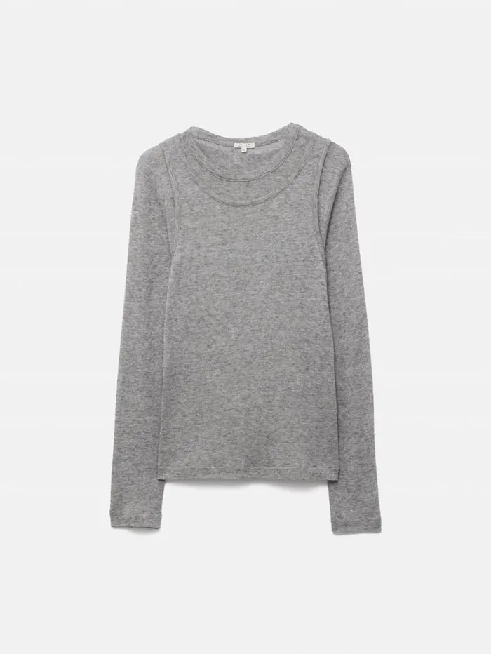 Jigsaw Layered 2in1 Top Grey Women Shirts and Tops