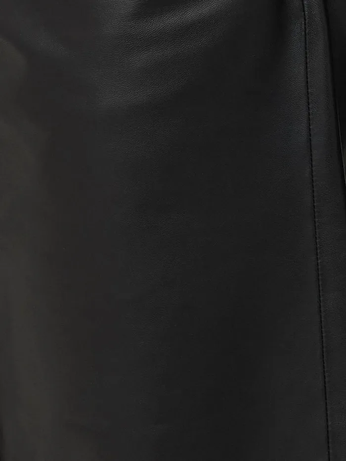 Jigsaw Leather Barrel Leg Trouser Black Women Trousers