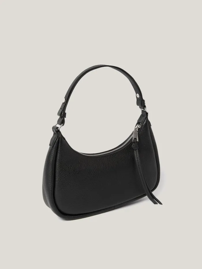 Jigsaw Leather Crescent Shoulder Bag Black Women Party