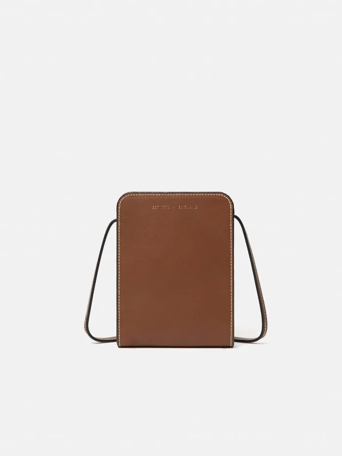 Jigsaw Leather Crossbody Phone Bag Tan Women Leather