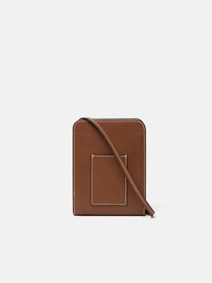Jigsaw Leather Crossbody Phone Bag Tan Women Leather