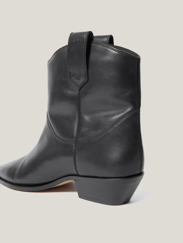 Jigsaw Leather Western Ankle Boot Black Women Boots