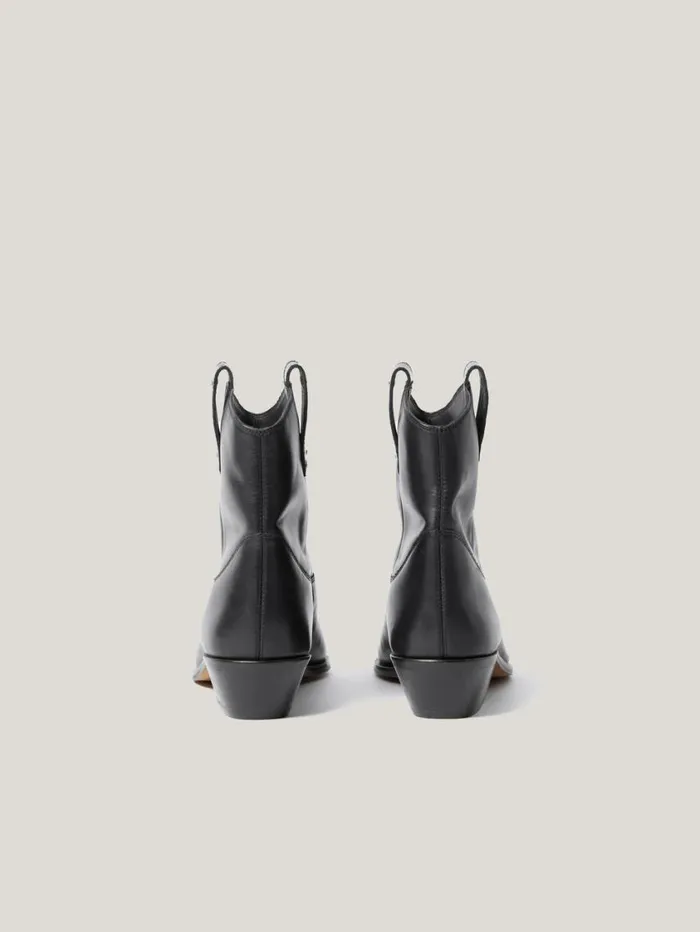 Jigsaw Leather Western Ankle Boot Black Women Boots
