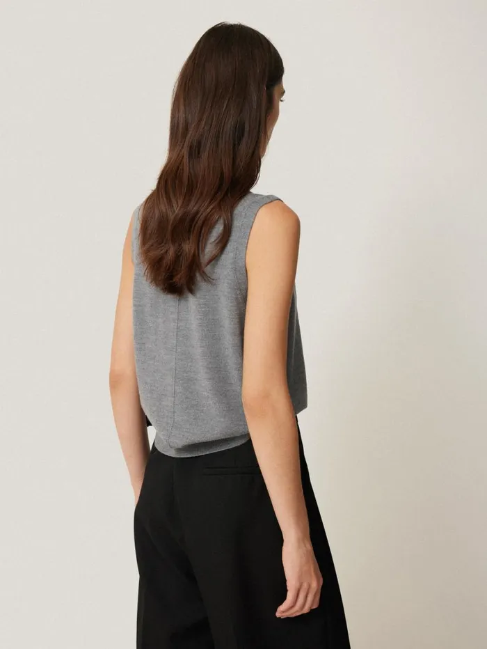 Jigsaw Lightweight Merino Waistcoat Grey Women Knitwear and Cashmere