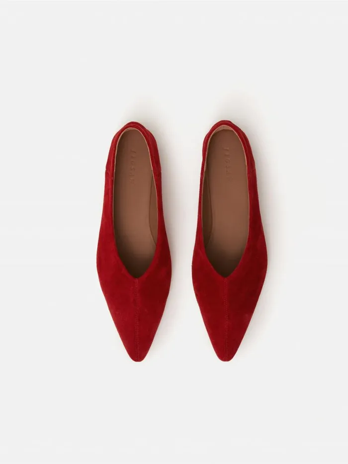Jigsaw Linnie Flat Pointed Ballerina Red Women Flats