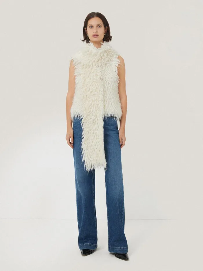 Jigsaw Looped Knitted Scarf Cream Women Knitwear and Cashmere