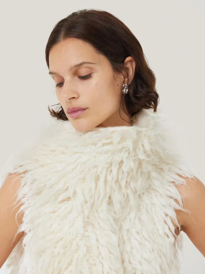 Jigsaw Looped Knitted Scarf Cream Women Knitwear and Cashmere
