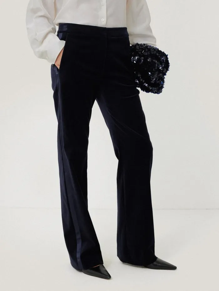 Jigsaw Mason Velvet Trouser Navy Women Party