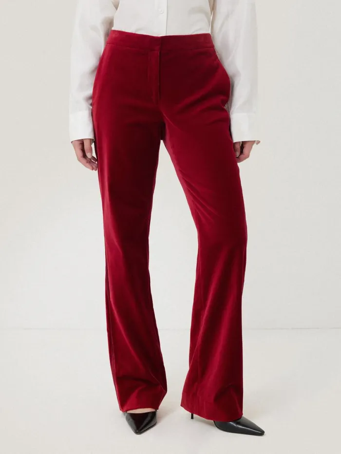 Jigsaw Mason Velvet Trouser Red Women Trousers