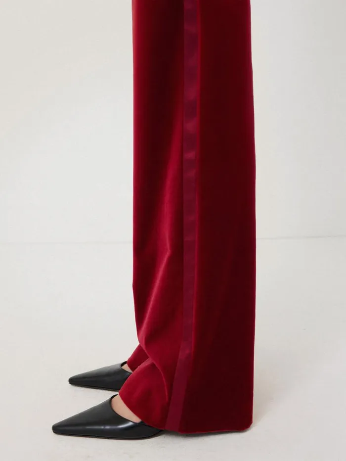 Jigsaw Mason Velvet Trouser Red Women Trousers