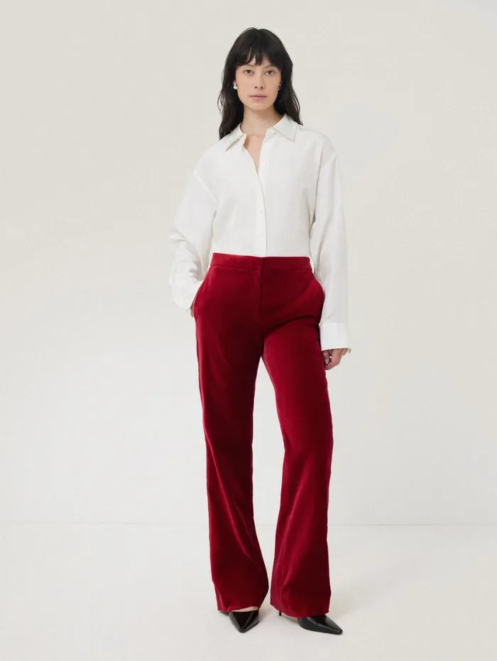 Jigsaw Mason Velvet Trouser Red Women Trousers