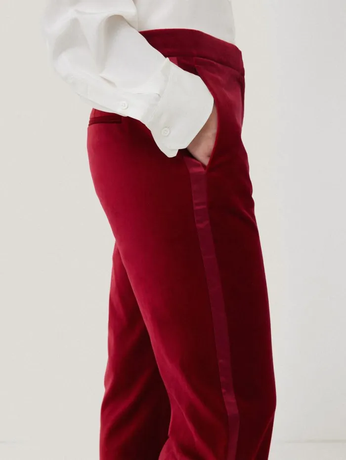 Jigsaw Mason Velvet Trouser Red Women Trousers