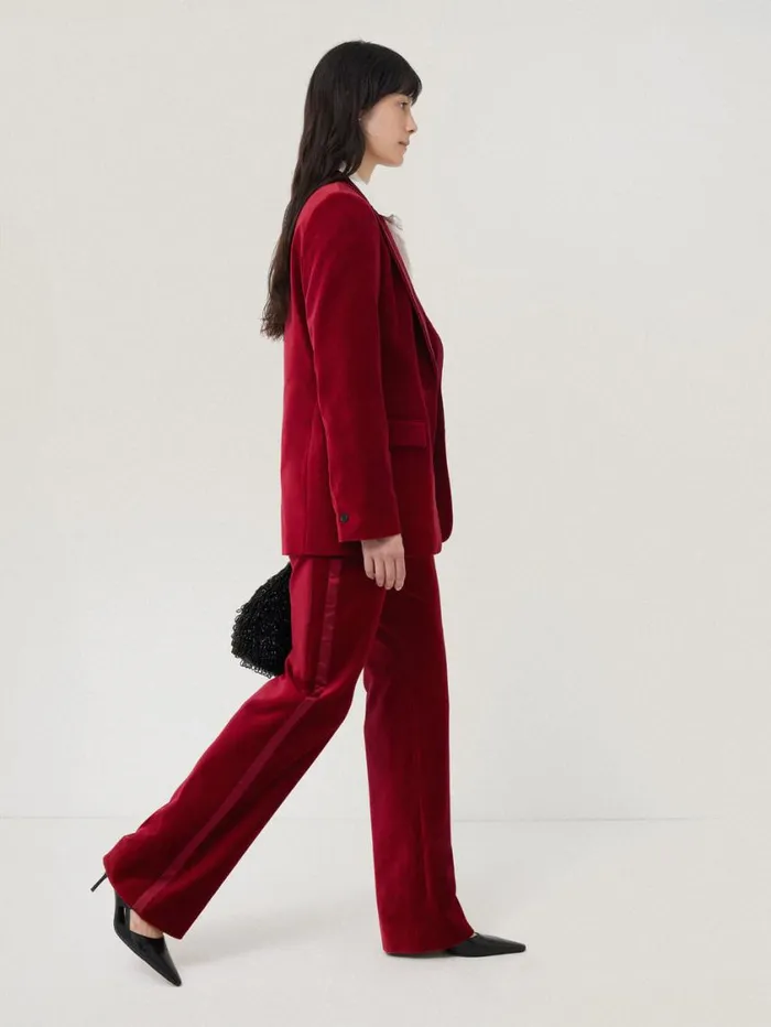 Jigsaw Mason Velvet Trouser Red Women Trousers