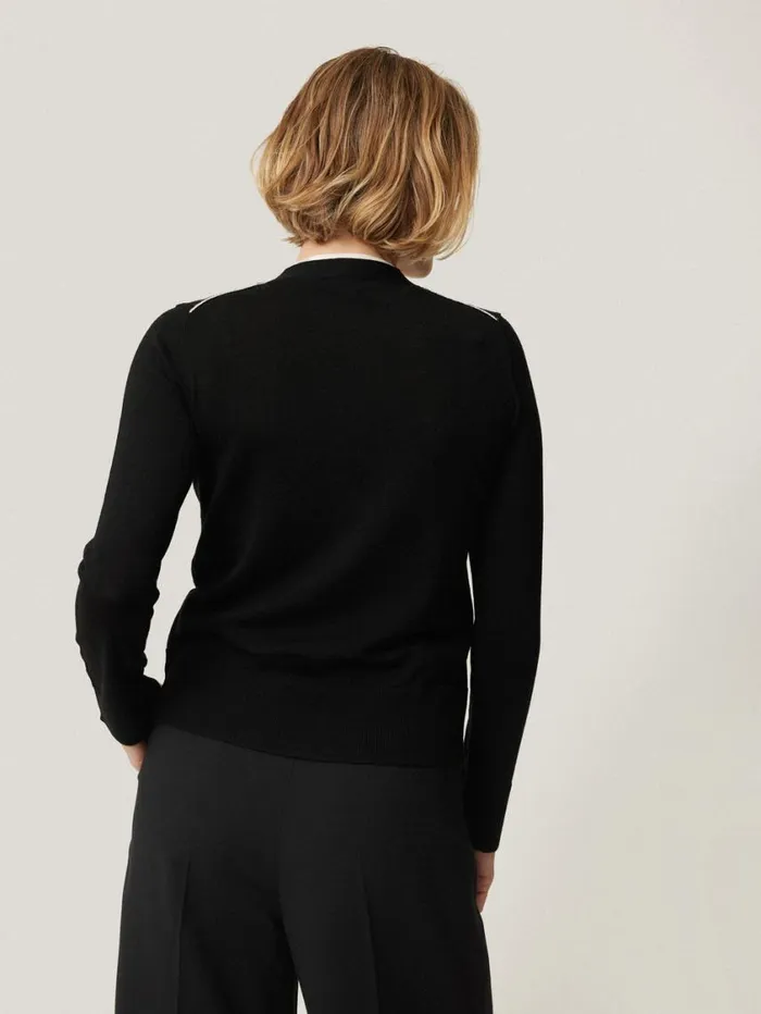Jigsaw Merino Double Front Cardigan Black Women Knitwear and Cashmere