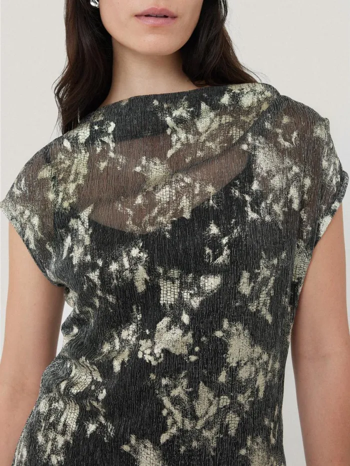 Jigsaw Metallic Asymmetric Top Gold Women Shirts and Tops
