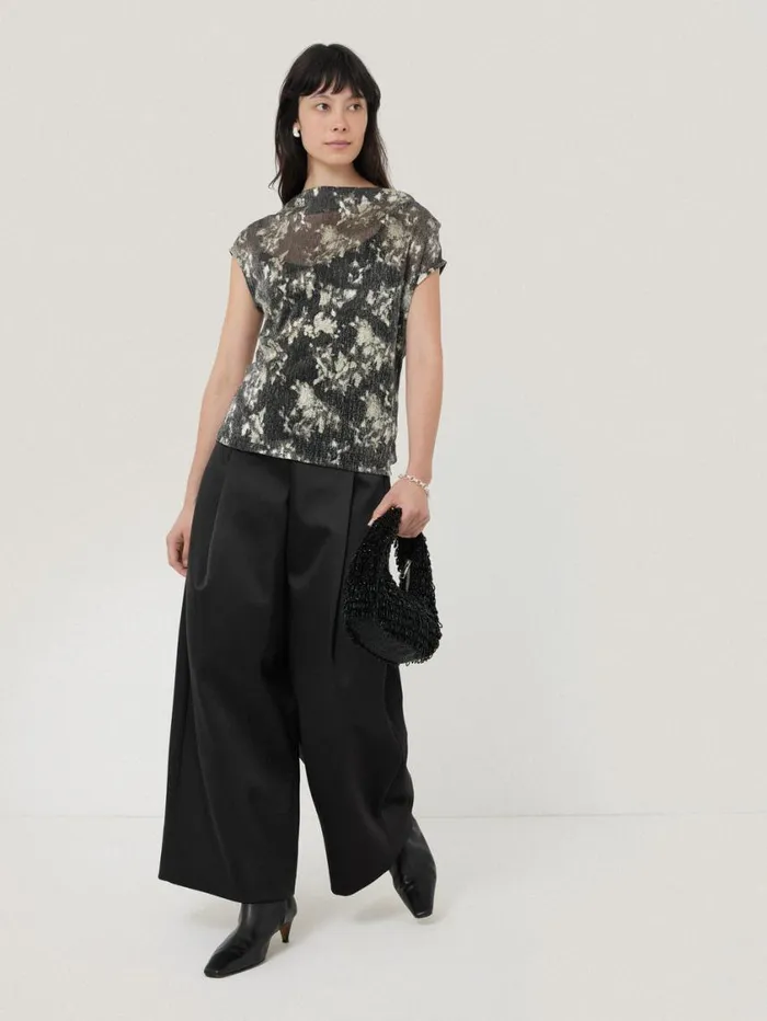 Jigsaw Metallic Asymmetric Top Gold Women Shirts and Tops
