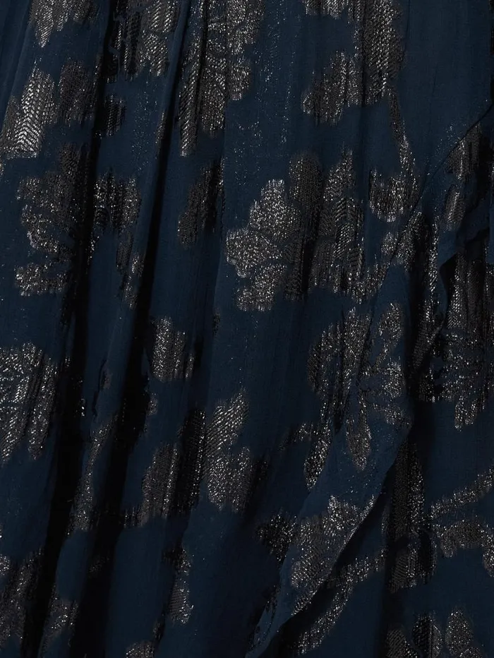 Jigsaw Metallic Jacquard Midi Dress Navy Women Party