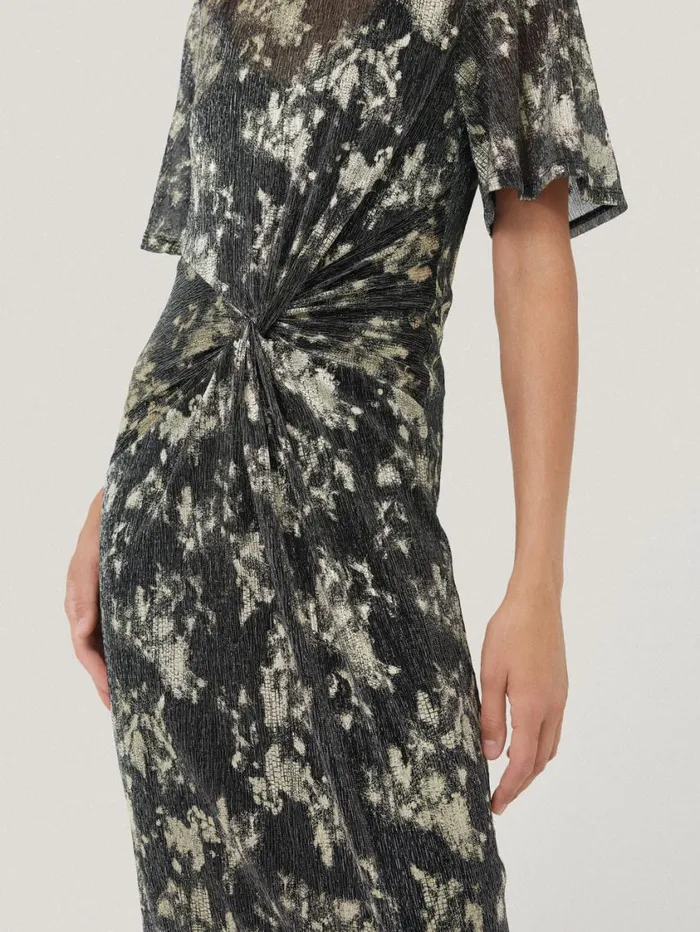 Jigsaw Metallic Knot Front Dress Gold Women Dresses and Jumpsuits