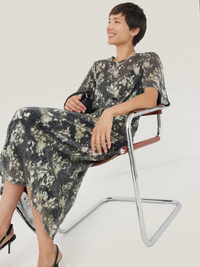 Jigsaw Metallic Knot Front Dress Gold Women Dresses and Jumpsuits