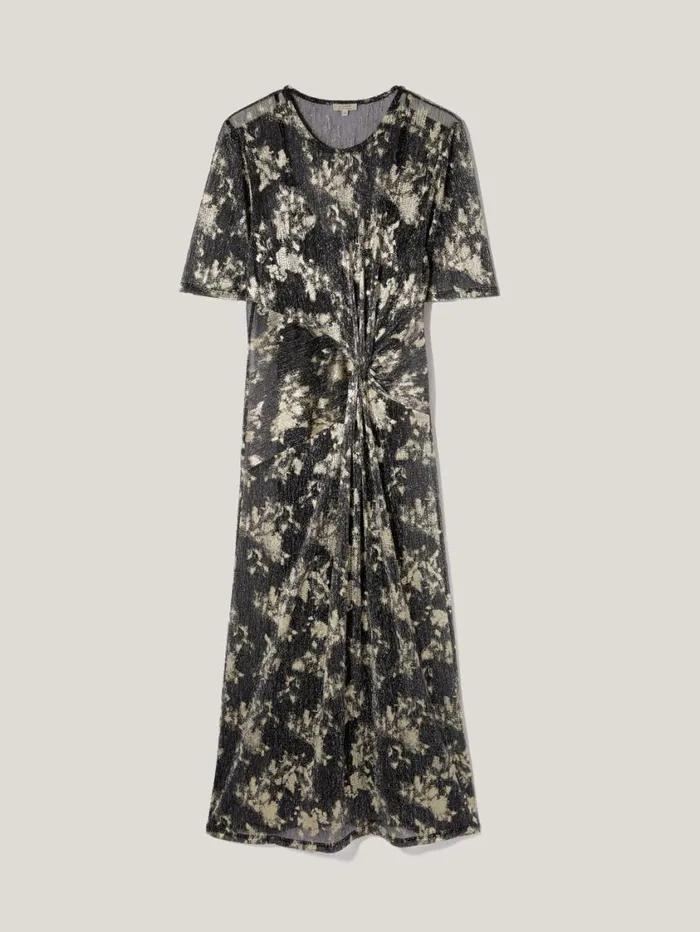 Jigsaw Metallic Knot Front Dress Gold Women Dresses and Jumpsuits