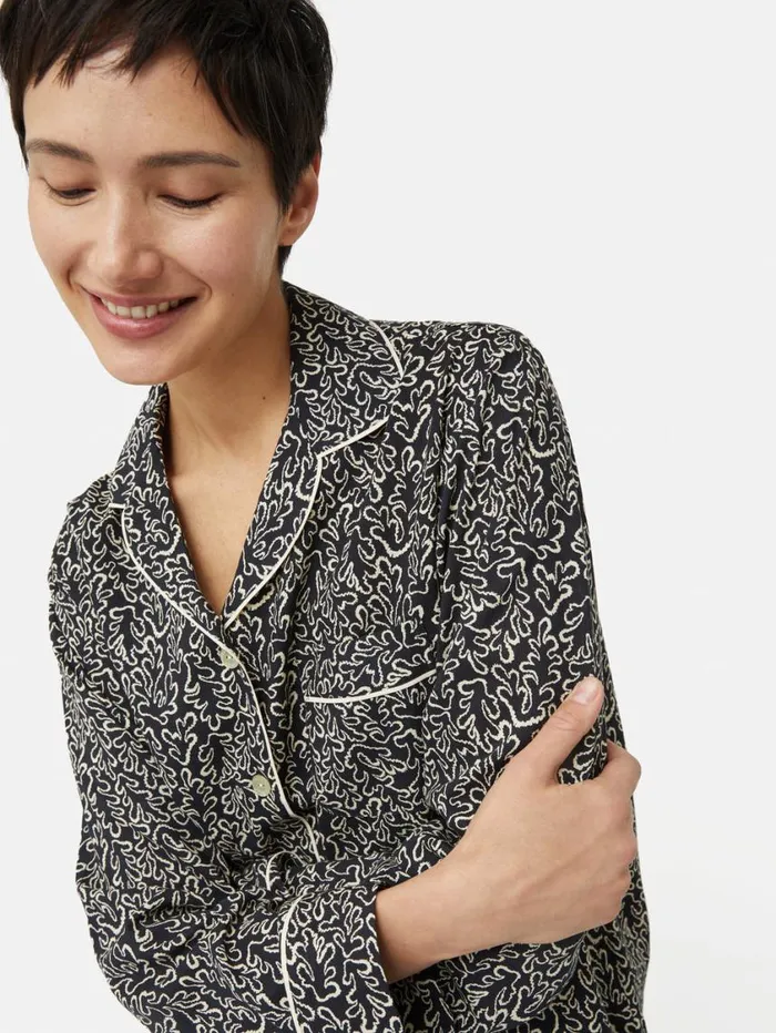 Jigsaw Mini Hydra Coral Pyjama Black Women Pyjamas and Loungewear