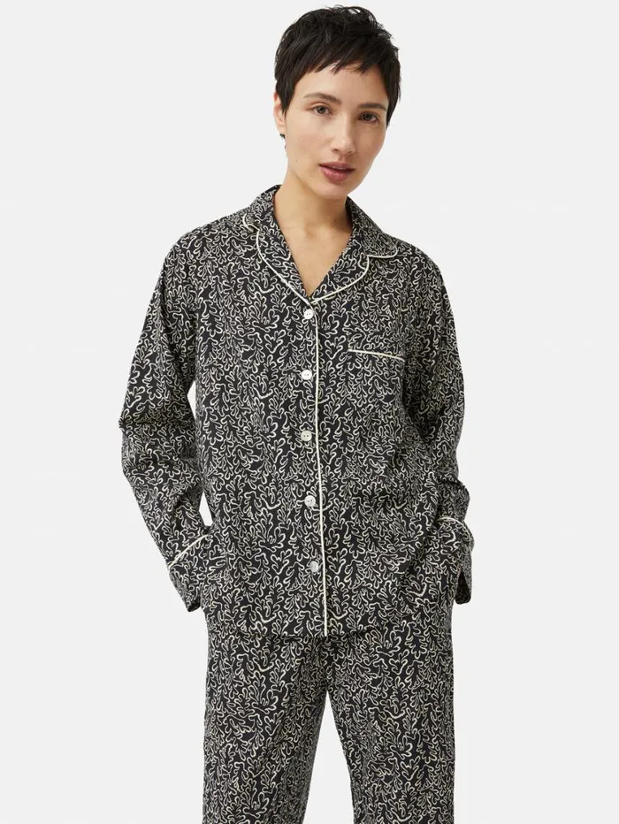 Jigsaw Mini Hydra Coral Pyjama Black Women Pyjamas and Loungewear