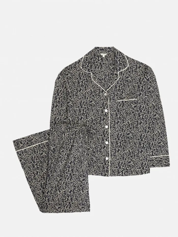 Jigsaw Mini Hydra Coral Pyjama Black Women Pyjamas and Loungewear