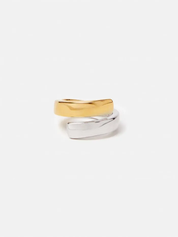 Jigsaw Mixed Metal Wrap Ring Multi Women Jewellery