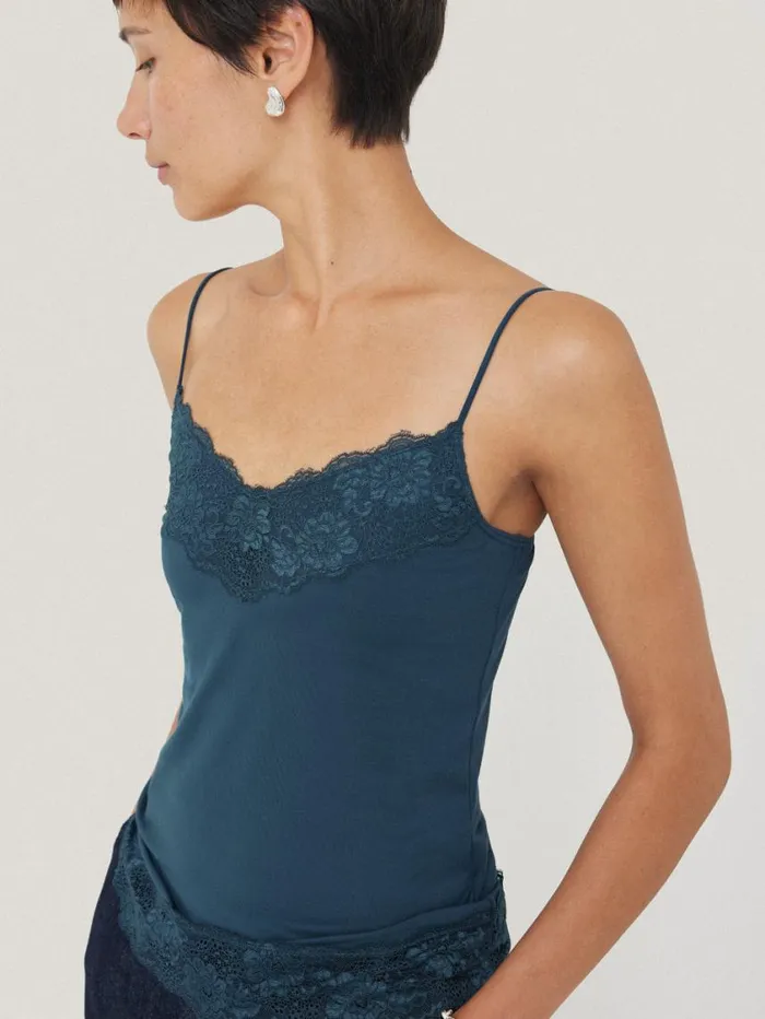 Jigsaw Modal Lace Vest Smoke Women Shirts and Tops