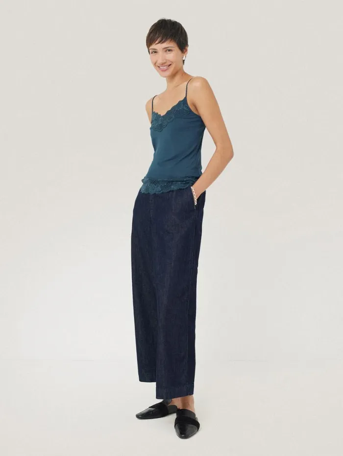 Jigsaw Modal Lace Vest Smoke Women Shirts and Tops