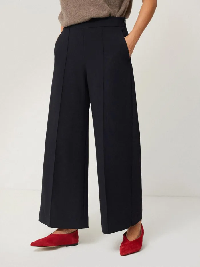 Jigsaw Modern Crepe Sailor Trouser Navy Women Trousers