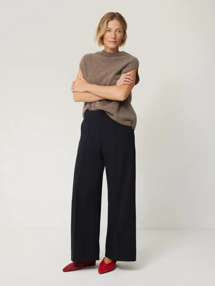 Jigsaw Modern Crepe Sailor Trouser Navy Women Trousers