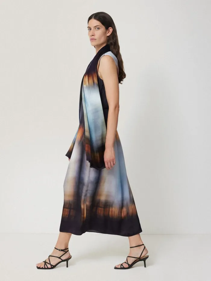 Jigsaw Modern Tie Dye Silk Scarf Multi Women Ponchos and Scarves