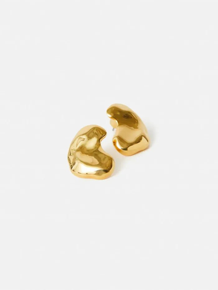 Jigsaw Molten Stud Earring Gold Women Jewellery