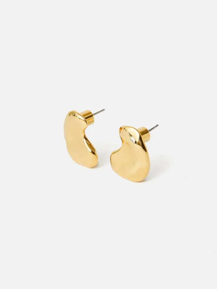 Jigsaw Molten Stud Earring Gold Women Jewellery