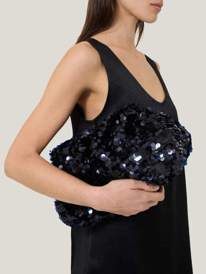 Jigsaw Oversized Sequin Clutch Navy Women Party