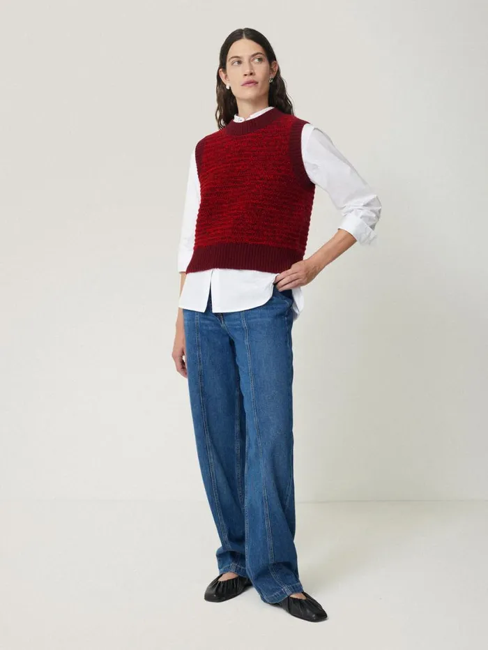 Jigsaw Perdi Knitted Tank Red Women Knitwear and Cashmere