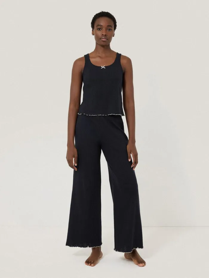 Jigsaw Pointelle Pyjama Trousers Navy Women Pyjamas and Loungewear